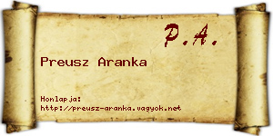 Preusz Aranka névjegykártya